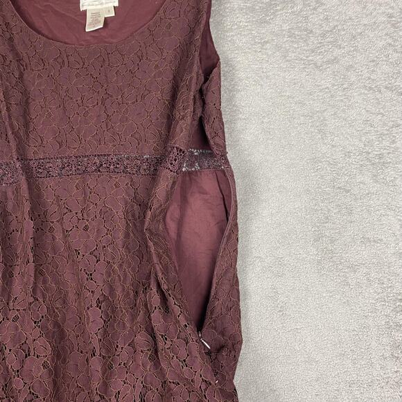M.S.S.P. Dress Womens 8 Burgundy Floral Lace Overlay Sleeveless Scoop Neck Lined - Picture 8 of 13